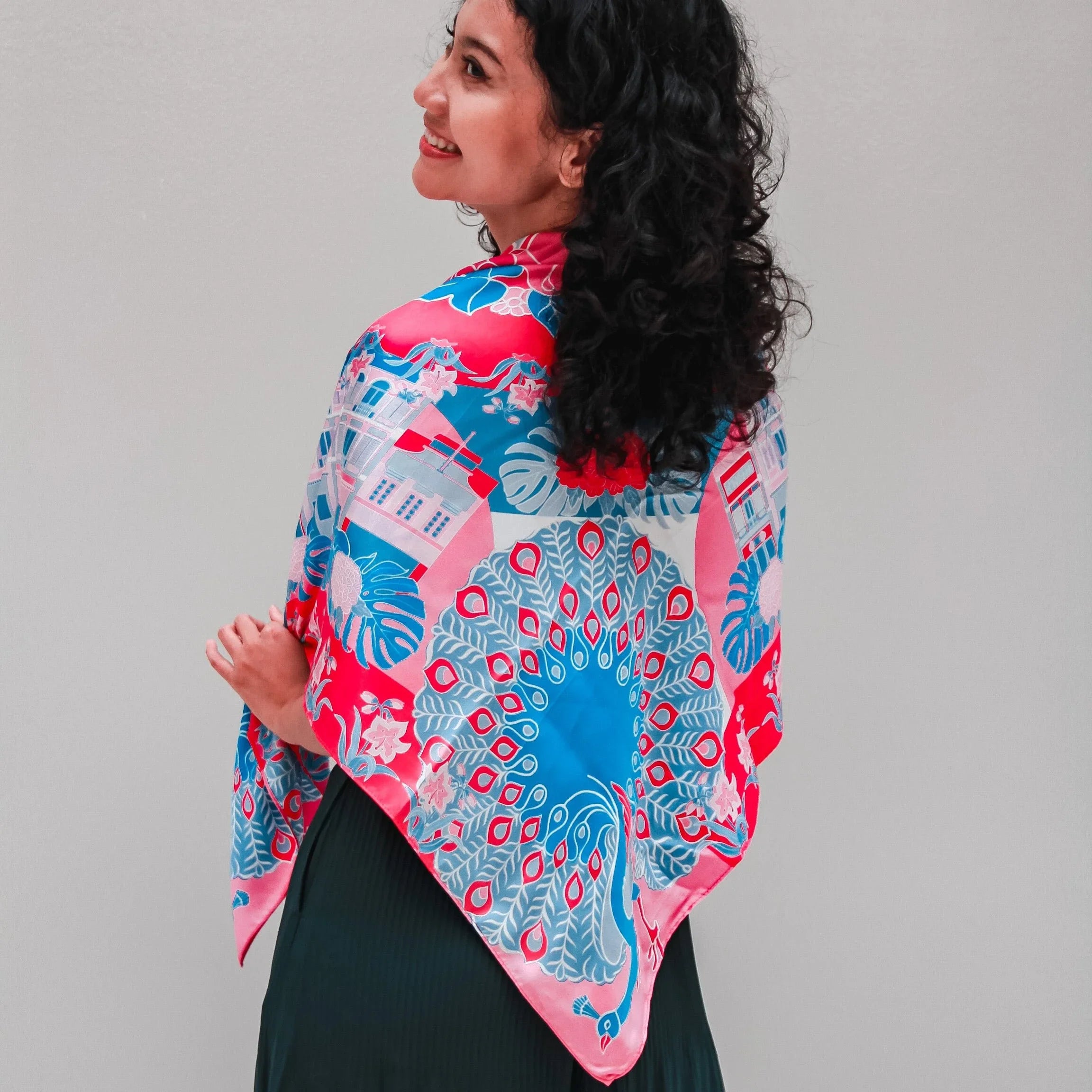 BINARY STYLE | Peranakan Epiphanies in Lilac 100% Premium Silk Scarf