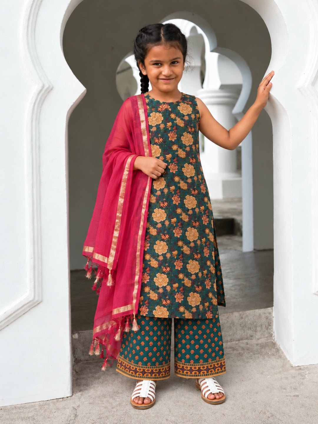 NIMBU | Lana Lily Girls Lace Kurti Palazzo Set
