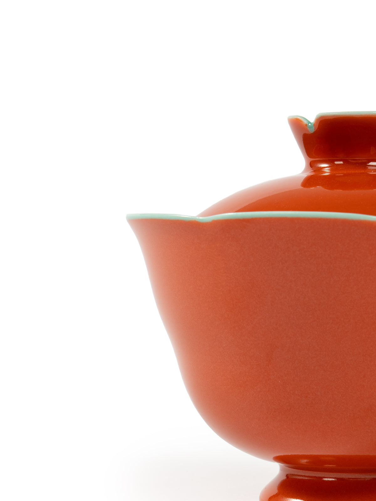 CRAFILAB | Brick Red & Turquoise Tall Fluted Lidded Bowl