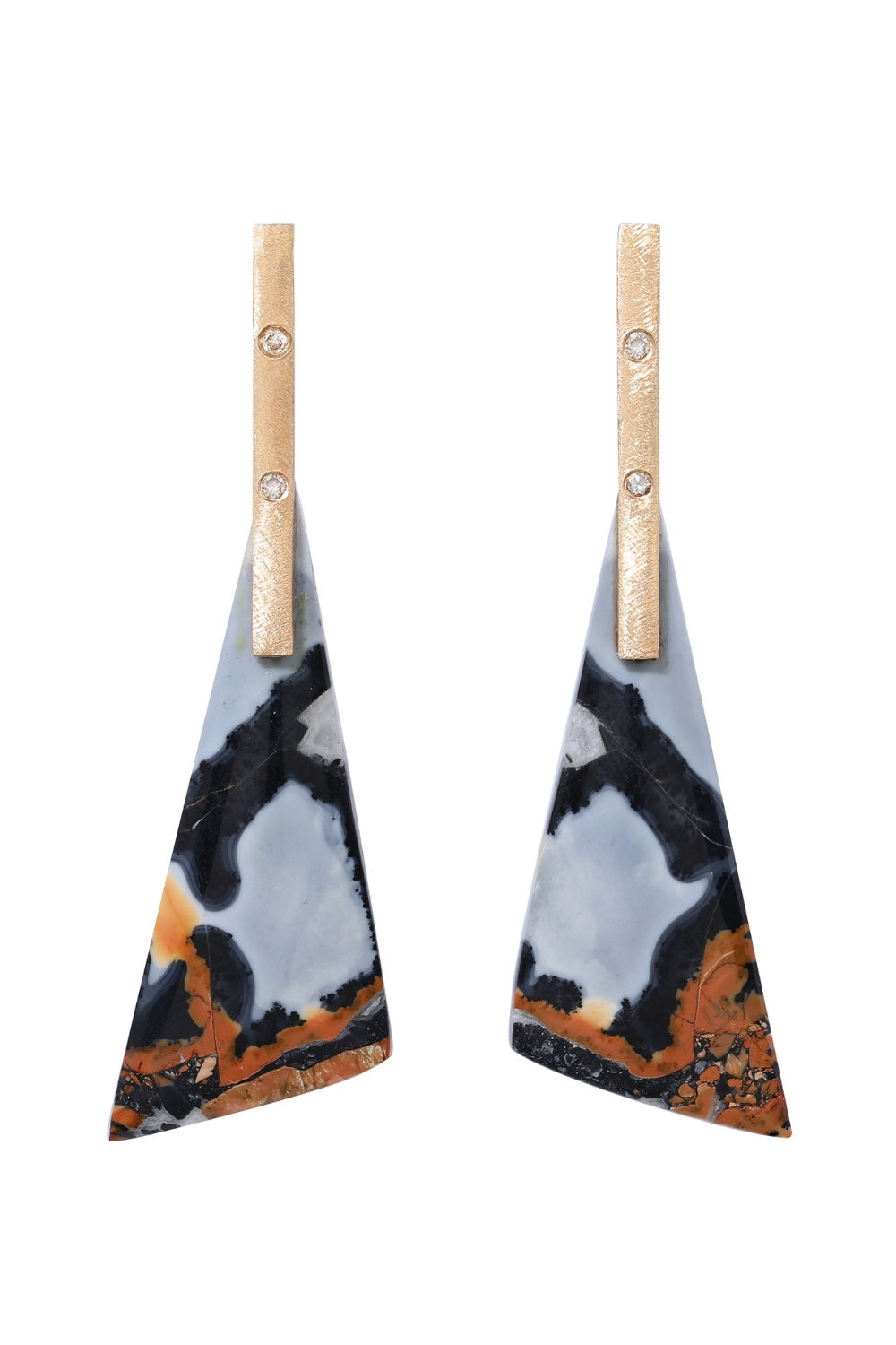 CREATIVE JEWELLERY STUDIO | 18k Gold Gold, Diamond & Picture Jasper "Talisman" Earrings by Arcaza Riezelina