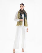 QUEENMARK | AN Assorted Lace Print Crystal Shawl Olive Blue Bird