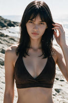HAI THE LABEL | Teddy Bear | Sporty Open-Back Halter Bikini Top - Jellyboo Brown