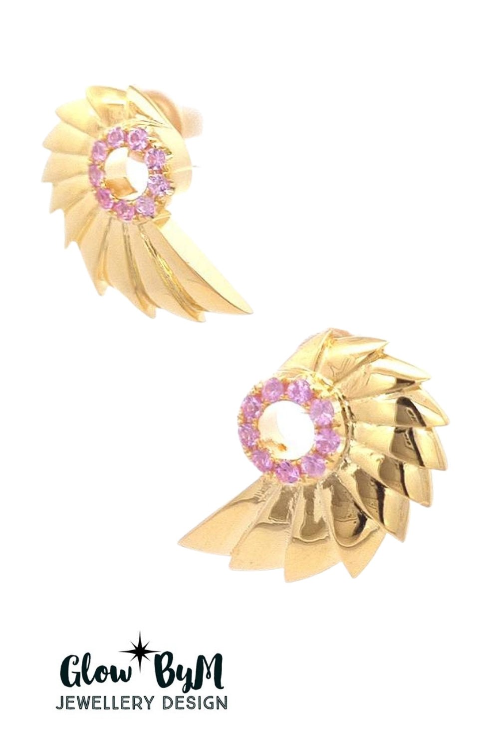 CREATIVE JEWELLERY STUDIO | Pink Sapphire "Music of the Sea" 18k Gold Plated Silver Earrings by Glow ByM