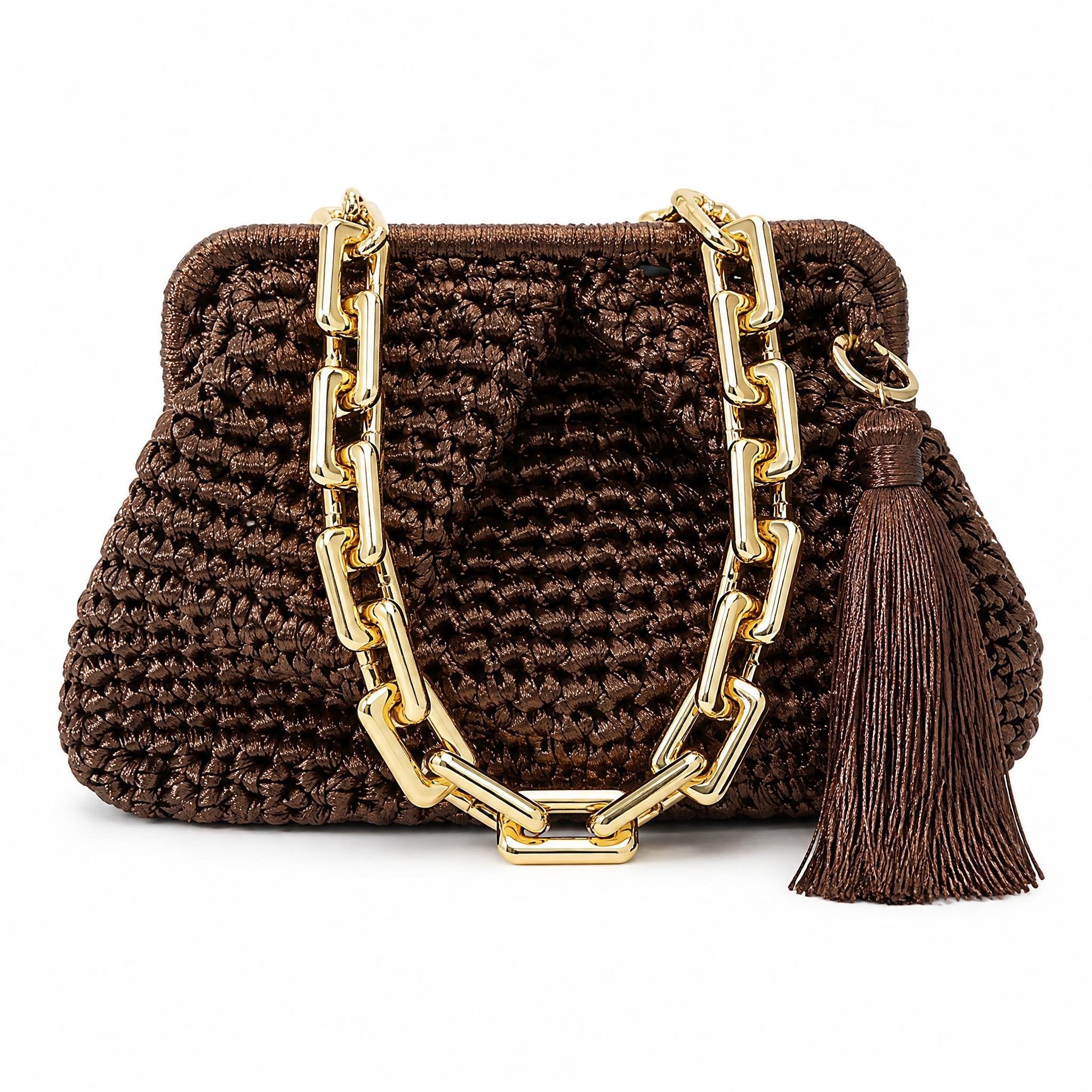 DESTI SAINT | Metallic Weave Small Clutch | Bronze