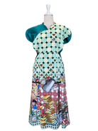 TRIOLOGIE | Kopitiam Teal Mandarin Collar Petal Sleeve Dress