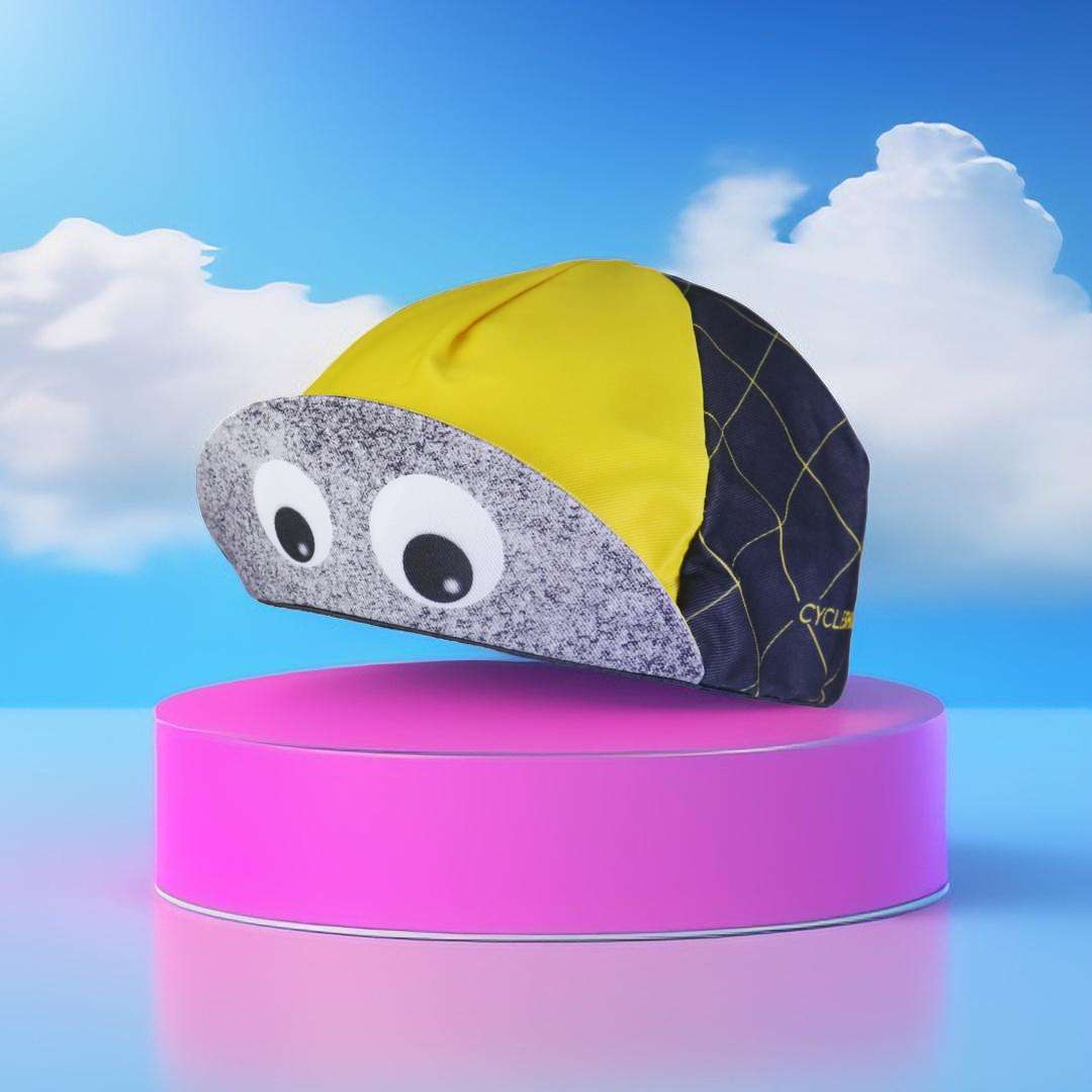 A DESIGN BY TAKACHYA | Cycling Cap - Googly Eyes Checkered Yellow