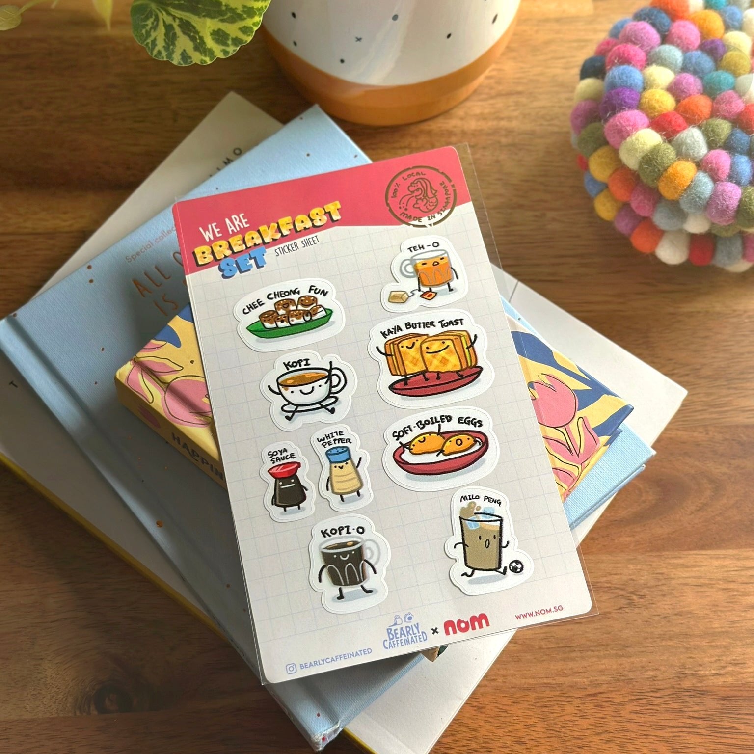 NOM | NOM x BearlyCaffeinated Breakfast Set And Kueh Sticker Sheet