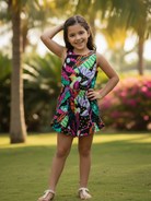 NIMBU | Moana Starry Night Girls Playsuit in Cotton in Black