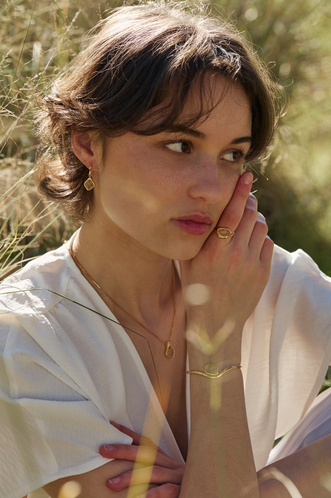 RINA LEE | GOLDEN Rutile Quartz Bezel Ring | 18K Gold Vermeil