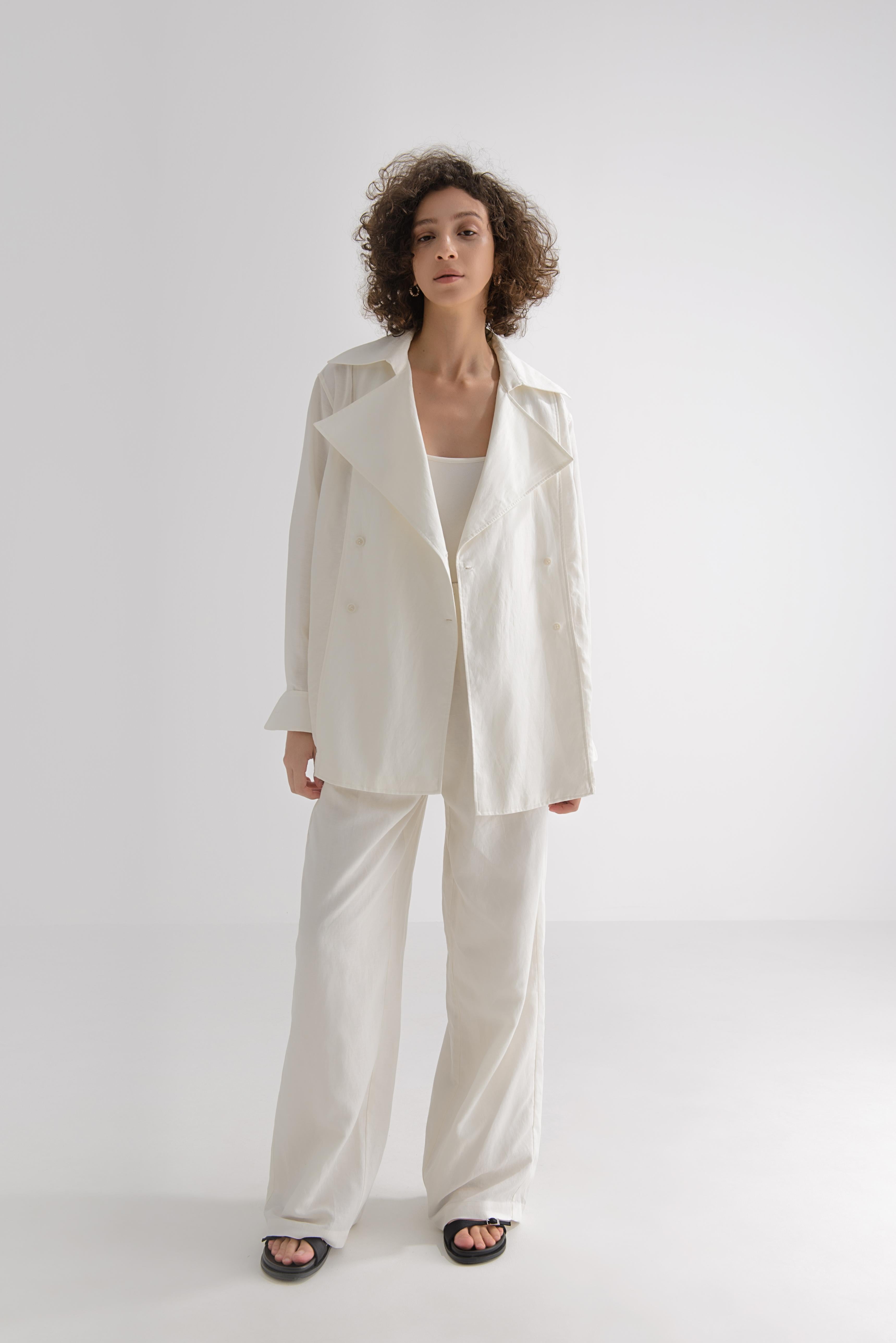 LAYERPLAN | Liora Linen Double-Breasted Shirt Jacket