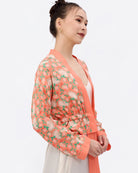 STUDIO QILING | Golden Peaches Coral Reversible Cropped Kimono