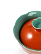CRAFILAB | Brick Red & Turquoise Tall Fluted Lidded Bowl