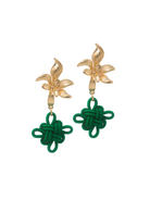 THE ANTECEDENT STORE | Orchid Auspicious Knots - Small Green Earrings