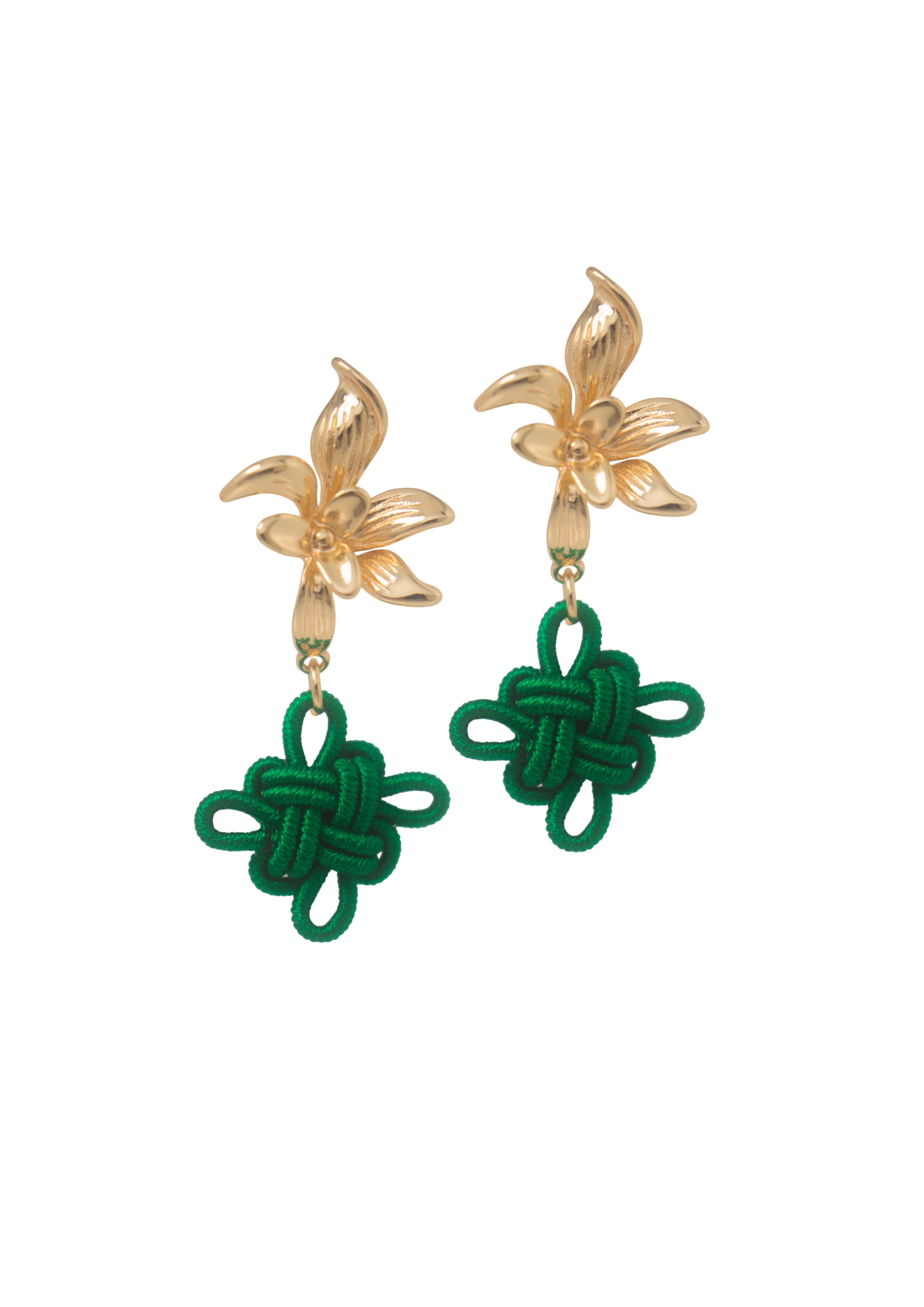 THE ANTECEDENT STORE | Orchid Auspicious Knots - Small Green Earrings