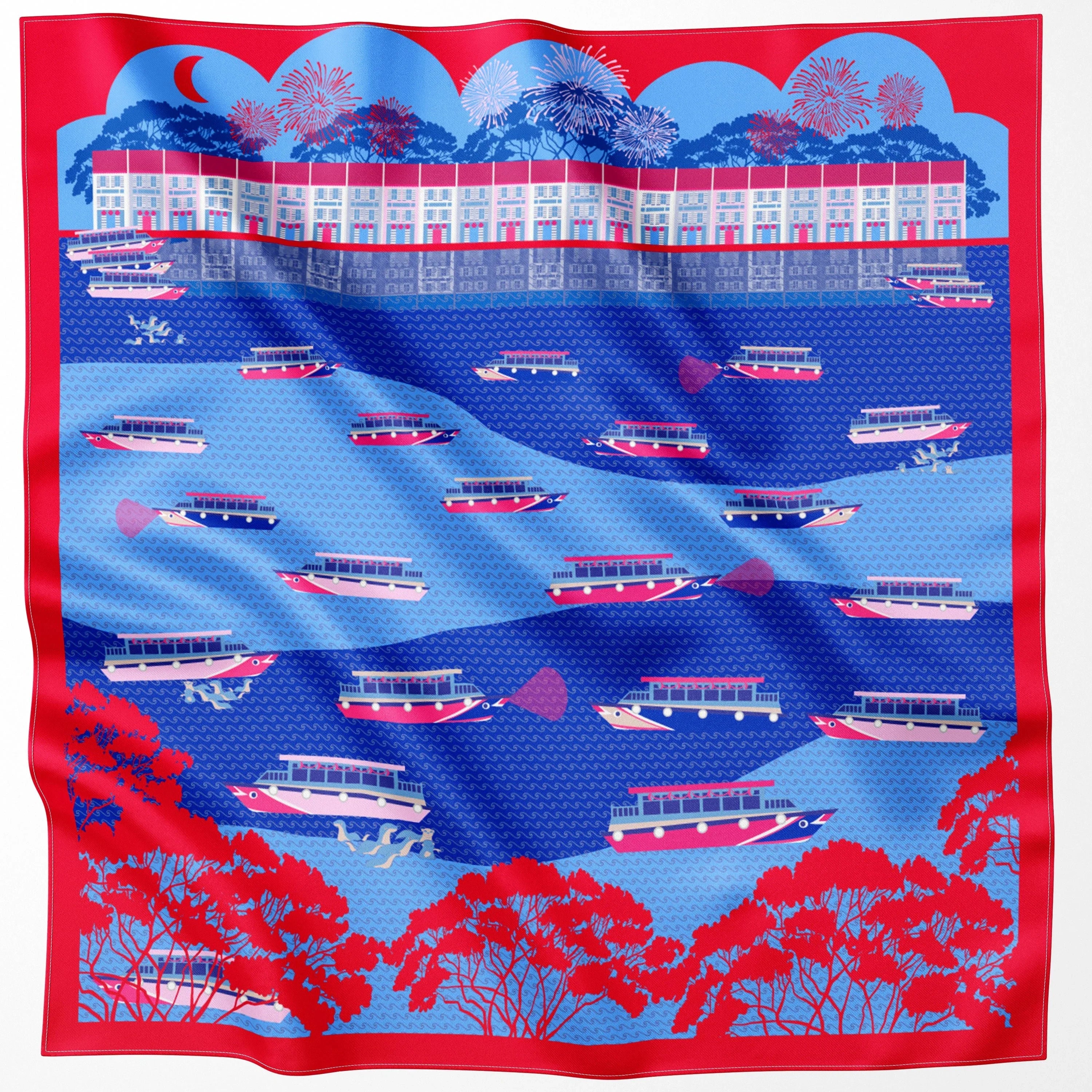 BINARY STYLE | Night At The Singapore Quay Silk Scarf