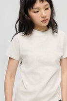 3EIGHTH | Mock Neck Tee in Grey Marl