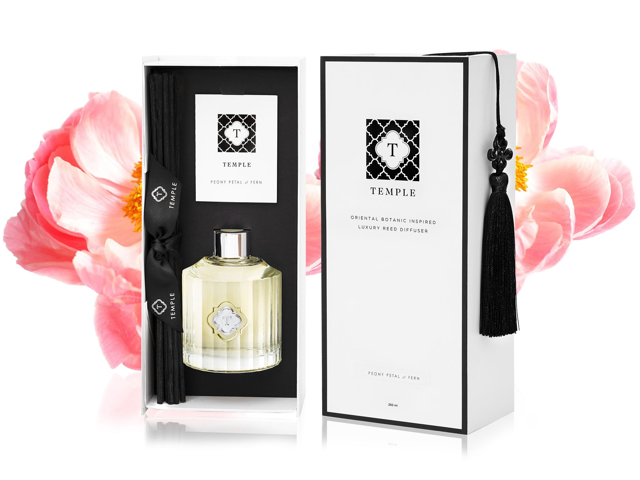 TEMPLE CANDLES | Luxury Reed Diffuser - Peony Petal & Fern