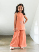 NIMBU | Aira Coral Orange Girls Halter Palazzo Set
