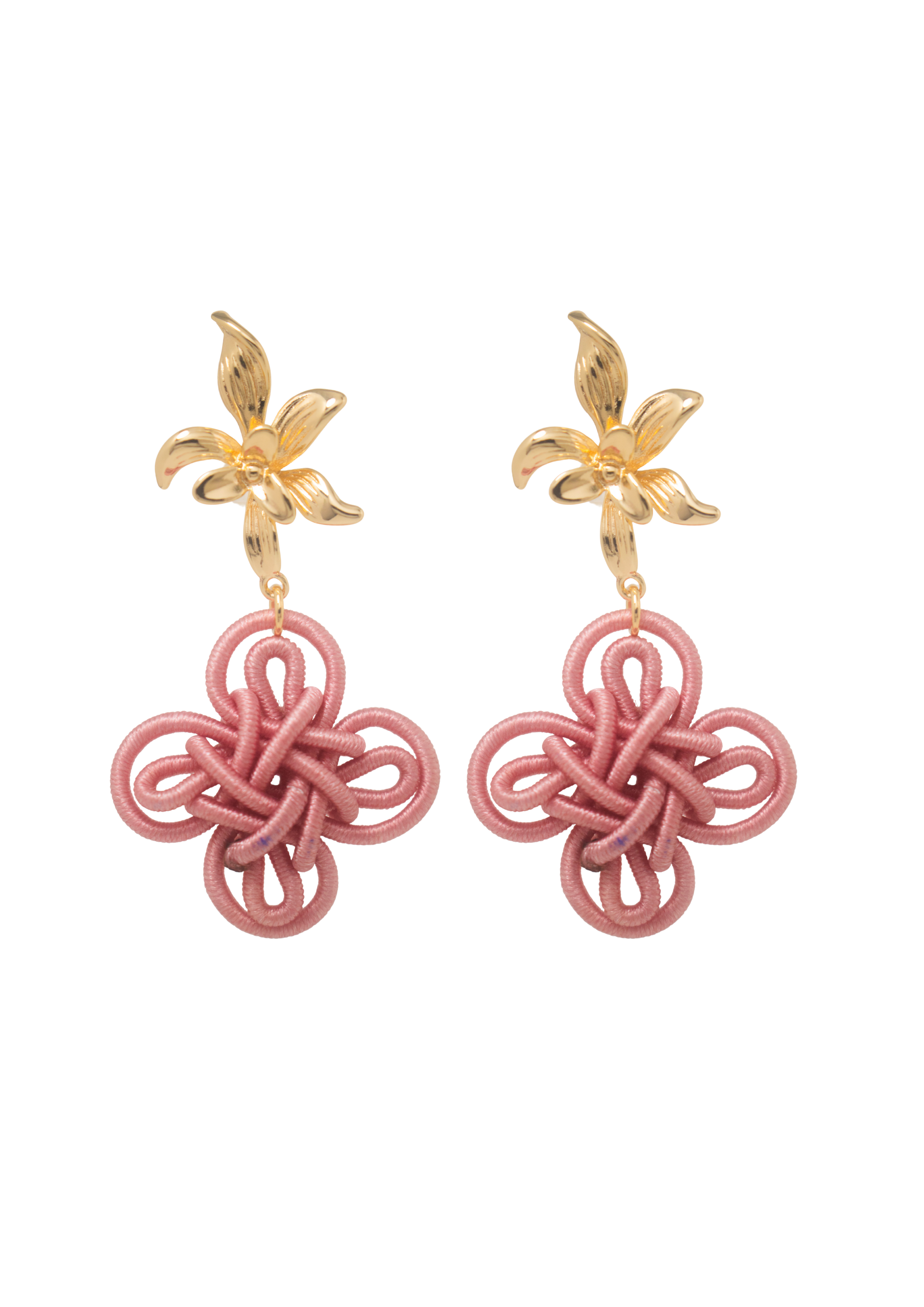 THE ANTECEDENT STORE | Orchid Auspicious Knots - Large Pink Earrings