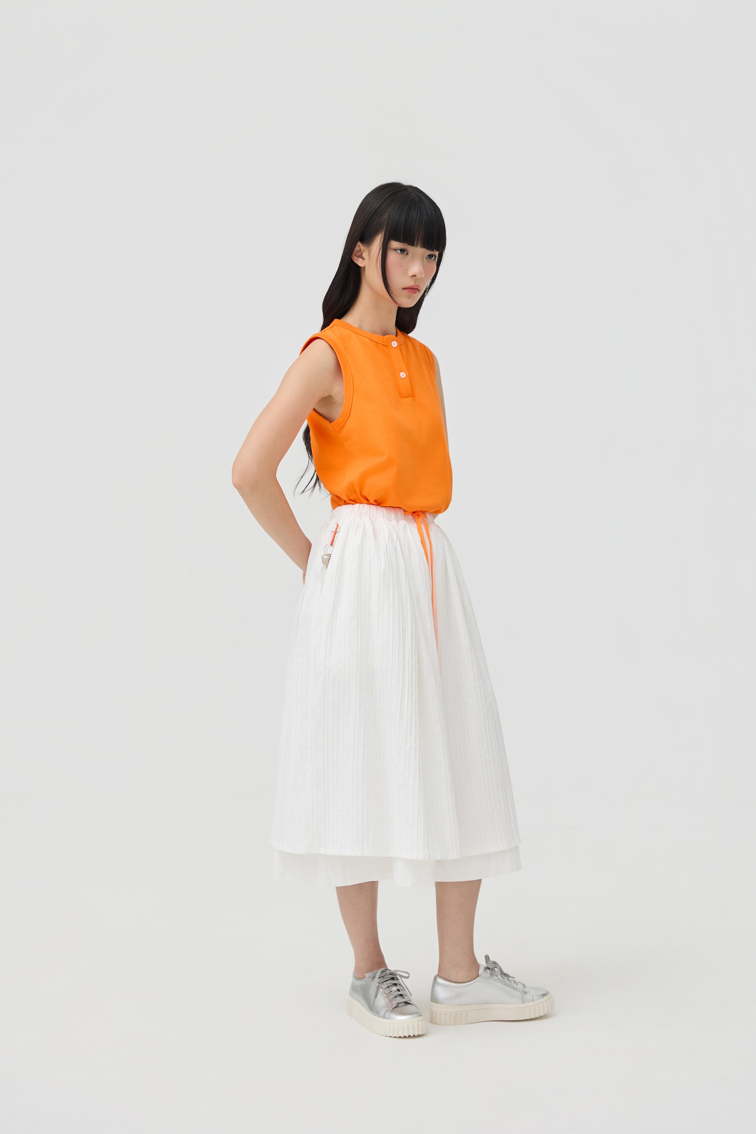 3EIGHTH | Futae Skirt In White Seersucker