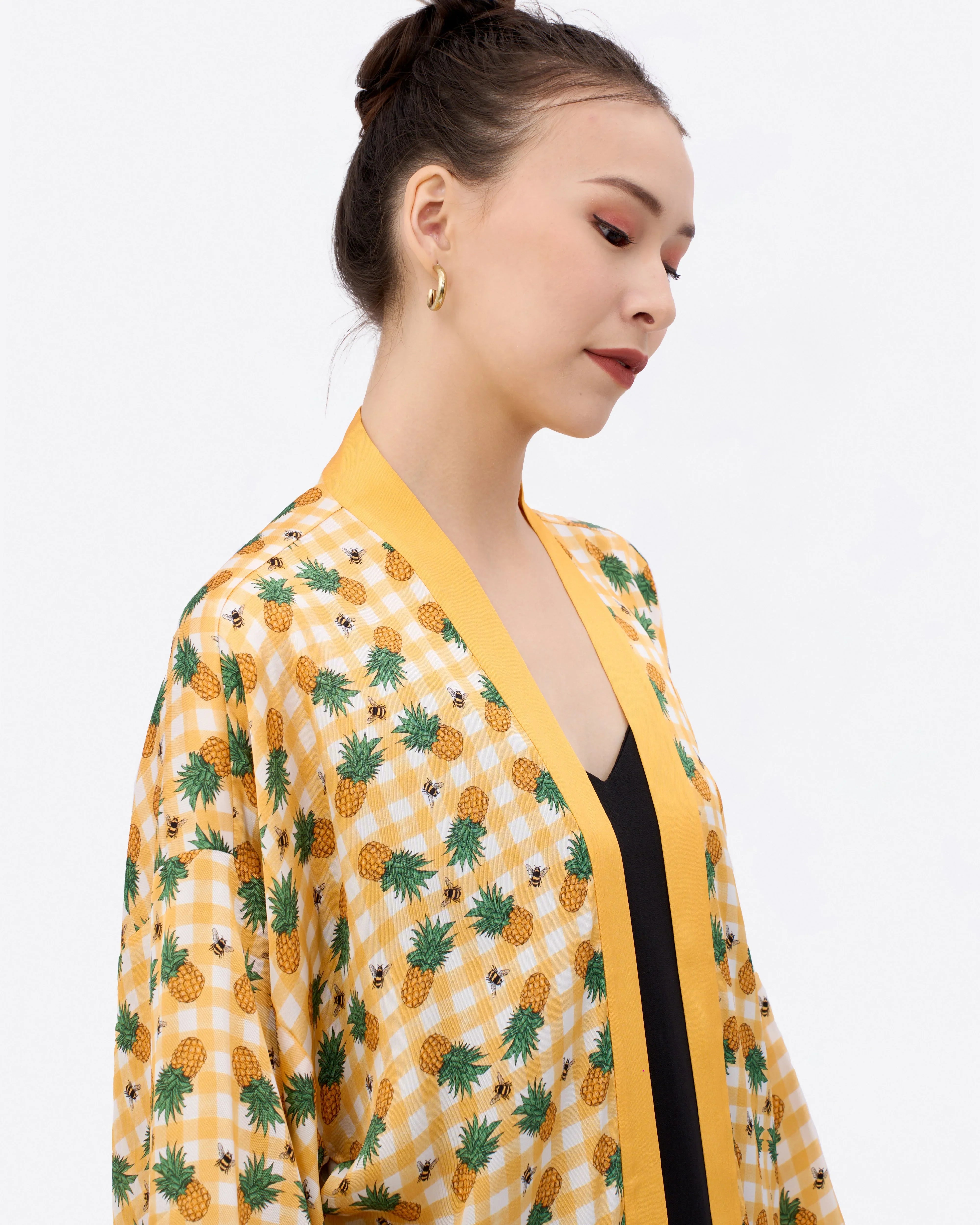 STUDIO QILING | Pineapple Amber Silk Blend Kimono