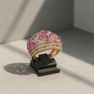 FOUNDATION JEWELLERS | 750 R/G Morganite, Pink Sapphire & Diamond Ring 7.98gm Mor4-0.60ct P.Sap12-2.45ct D131-1.17ct (Size:14.5)