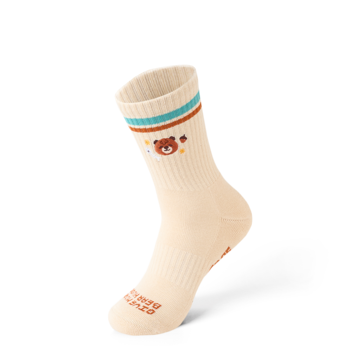 TALKING TOES | Bear Hug Athletic Sock | Cream