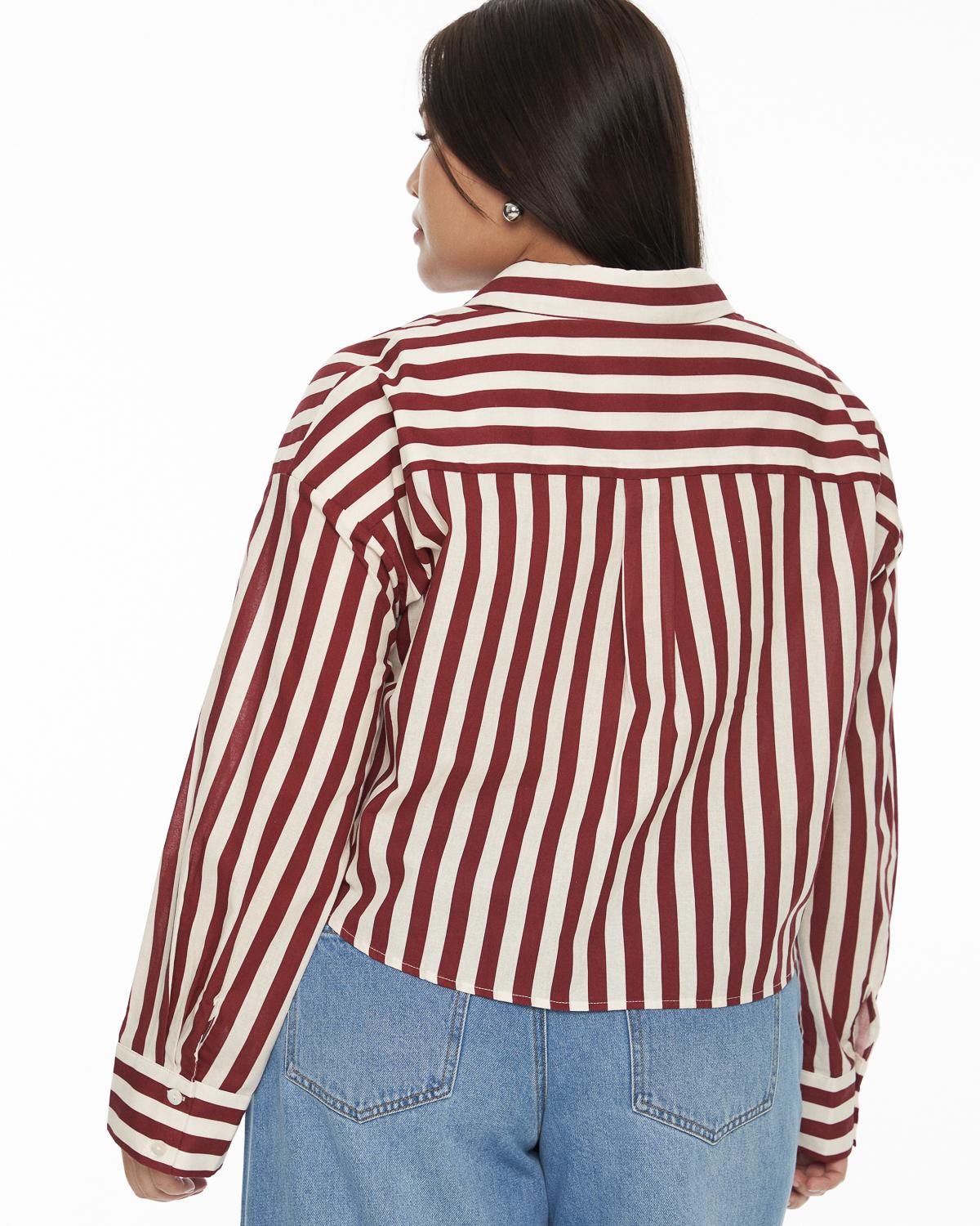 DRESSINGPAULA | Cotton Striped Crop Shirt
