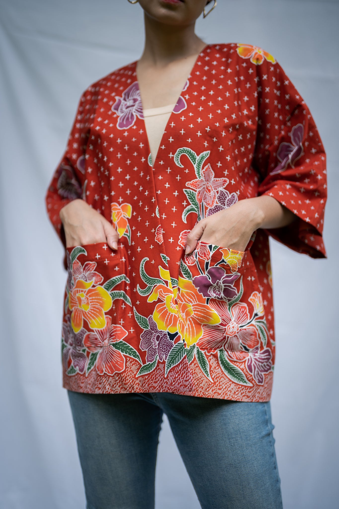 STUDIO GYPSIED | Batik Open Jacket In Anggrek Rose