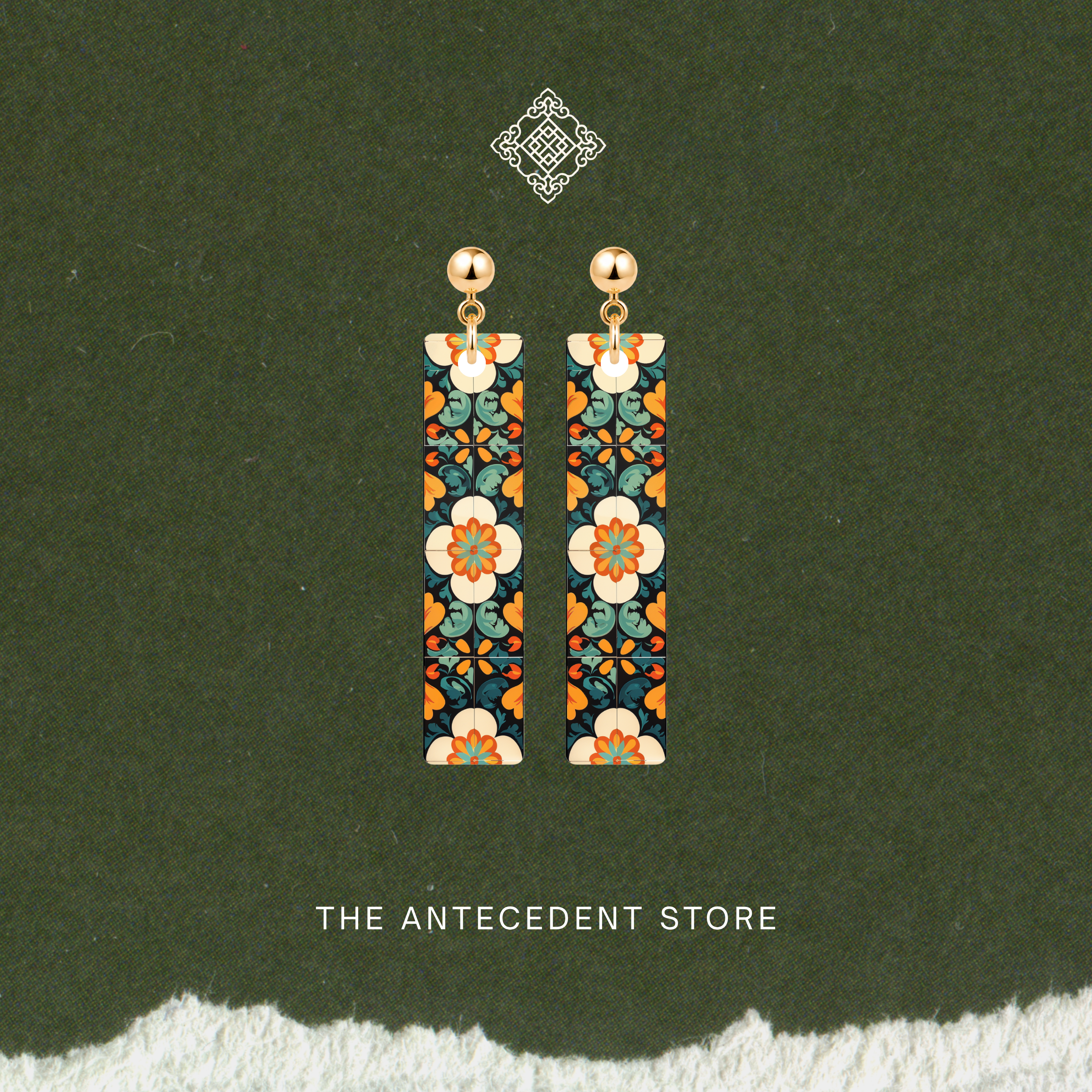 THE ANTECEDENT STORE | Auspicious Peranakan Tile Earrings
