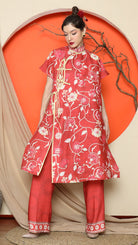 KANZI COLLECTION | Red Oriental Floral Cheongsam Pant Set
