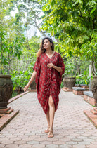 NIMBU | Mira Women's Maroon Flowy Shirt Dress in Cotton