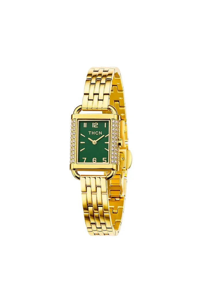 BLACK BY BLUE BRAVE | THCN H· I Eggshell Green Dial Gold Bracelet Watch