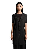 STUDIOMORAL | Adjustable Waist Vest in Black Pinstripe