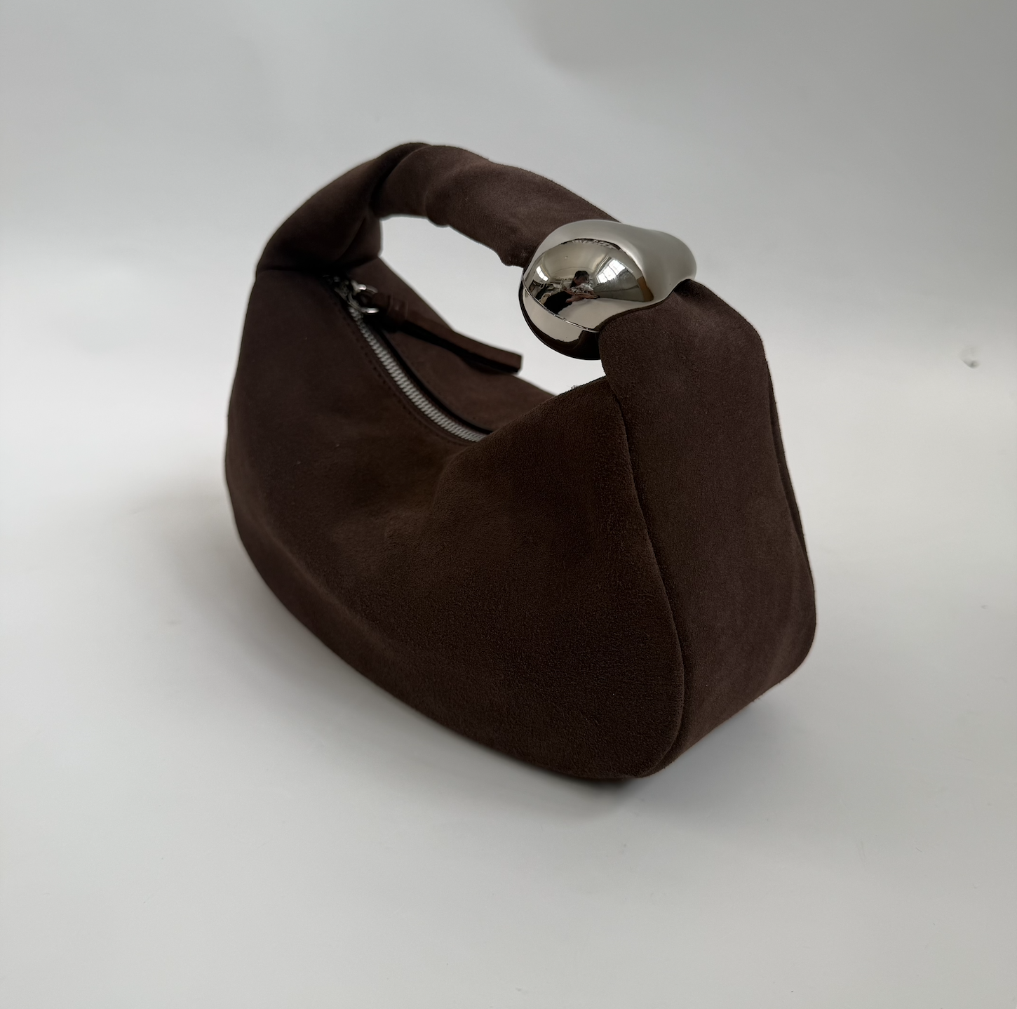 WU HAUS | Orbit Lightweight Suede Coffee Sculptural Bag