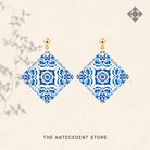 THE ANTECEDENT STORE | Blue White Peranakan Tile Earrings | Stories Of Singapore