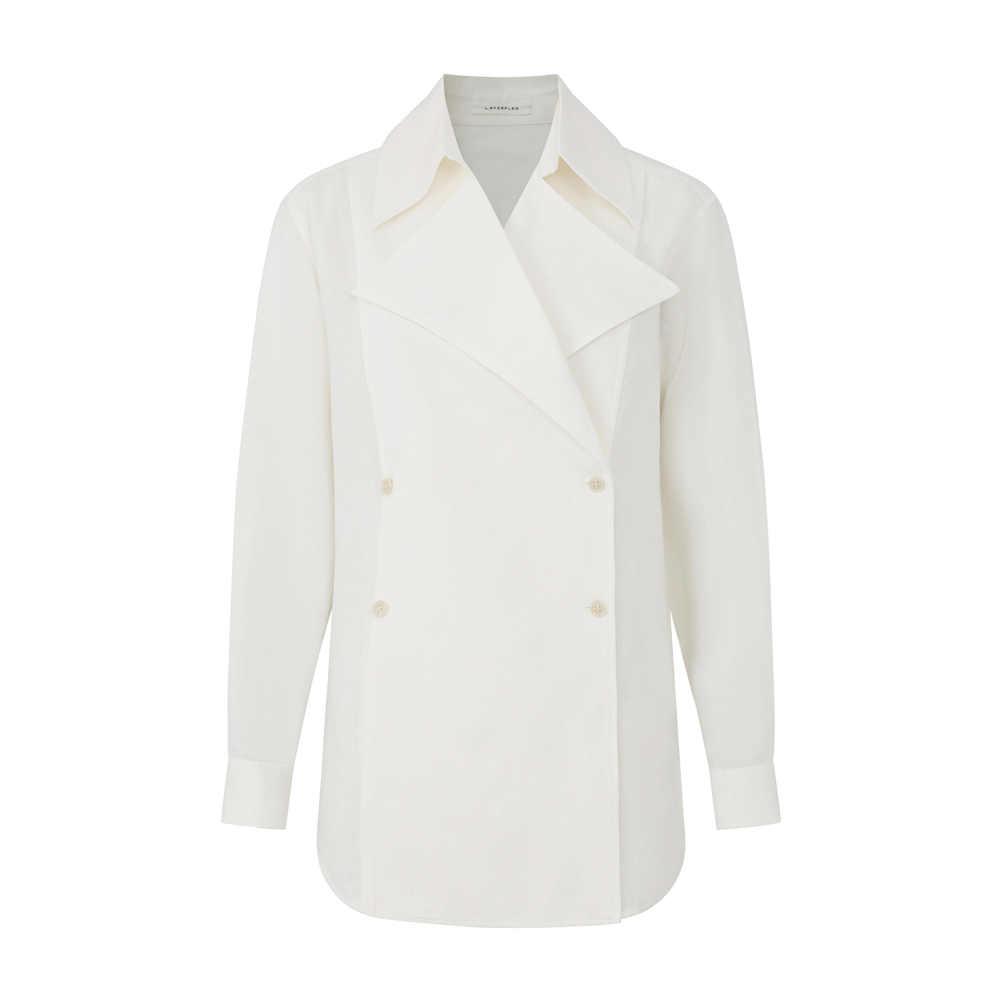 LAYERPLAN | Liora Linen Double-Breasted Shirt Jacket