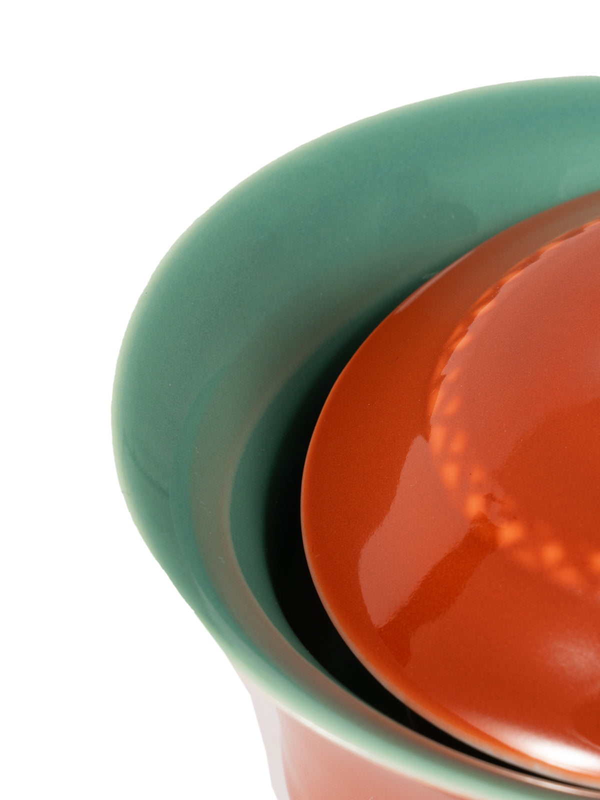 CRAFILAB | Brick Red & Turquoise Three&Legged Lidded Bowl
