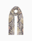 QUEENMARK | AN Patola Ikat Print Beige Blue Stripes