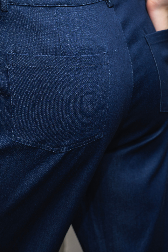 OLIVE BASICS | Jesse Wide-Leg Pocket Pants In Denim TENCEL