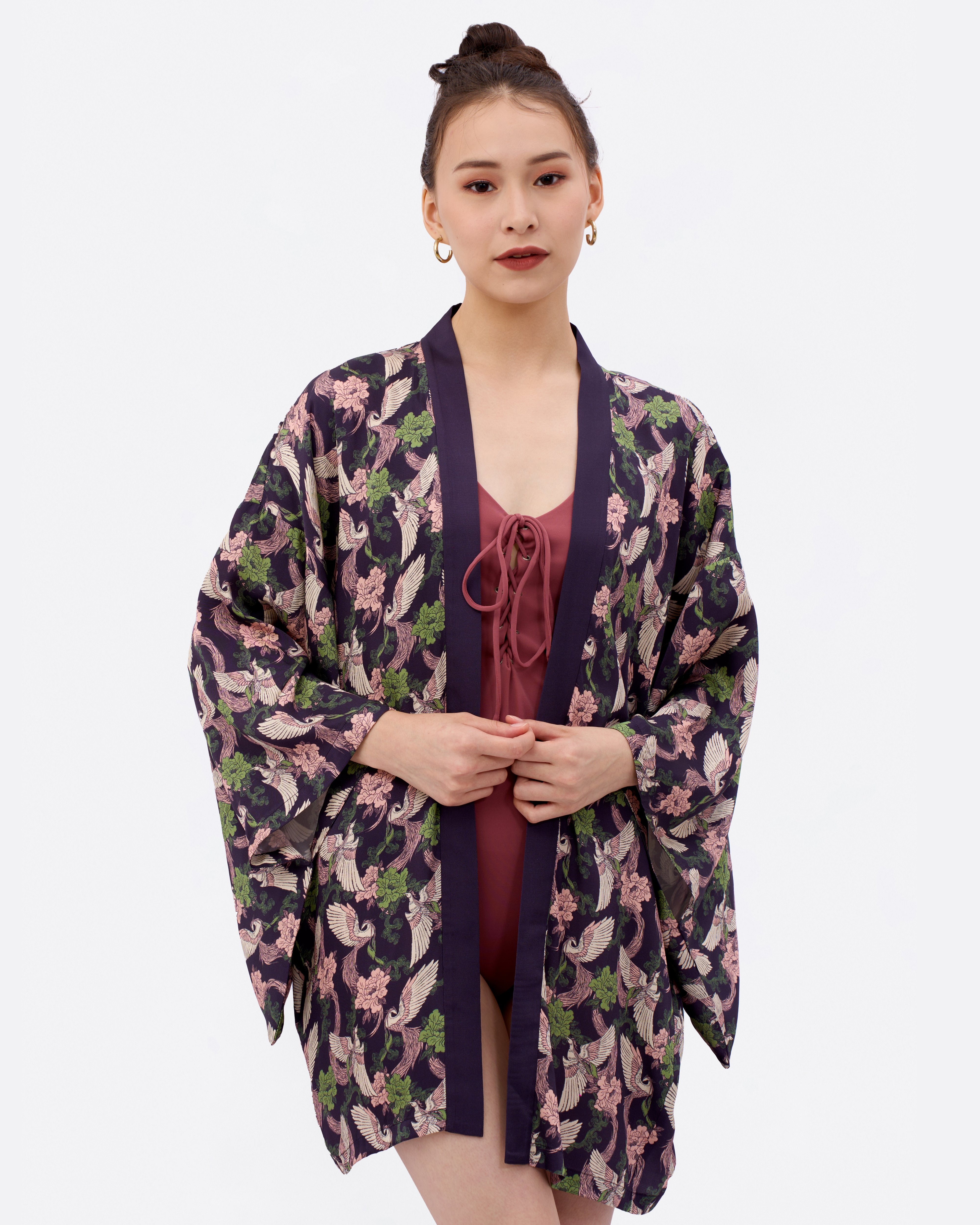 STUDIO QILING | Phoenix Pink Sage Silk Blend Kimono