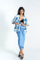 STUDIO GYPSIED | Batik Open Jacket In Merak Porcelain