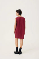 3EIGHTH | Cocoon Jersey Reversible Dress in Burgundy & Sappanwood