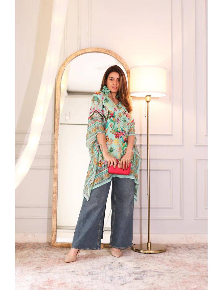 JINDER'S | Floral Green Kaftan