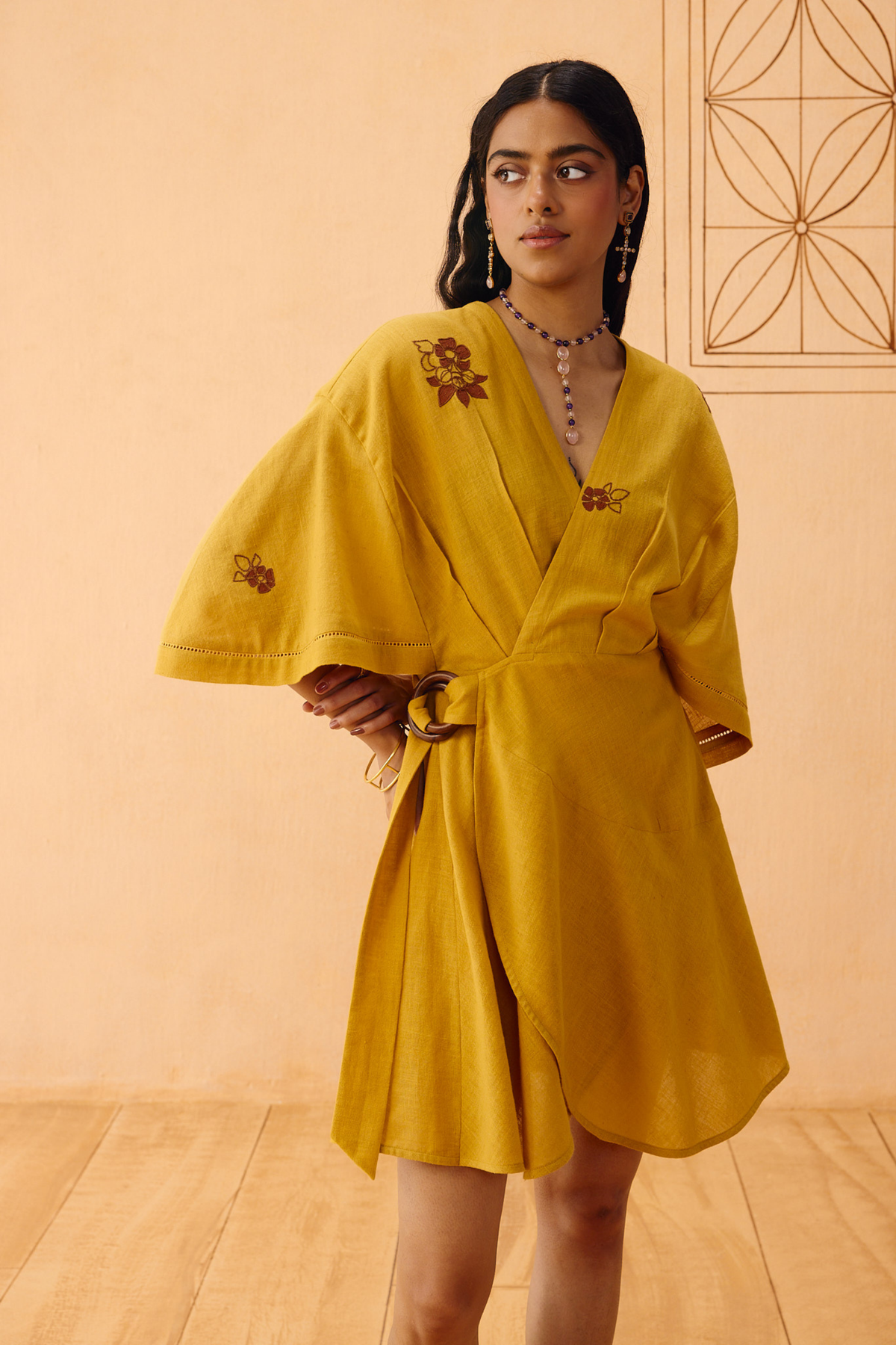 SUI | Glowing Garden Handspun Handwoven Organic Cotton Wrap Dress