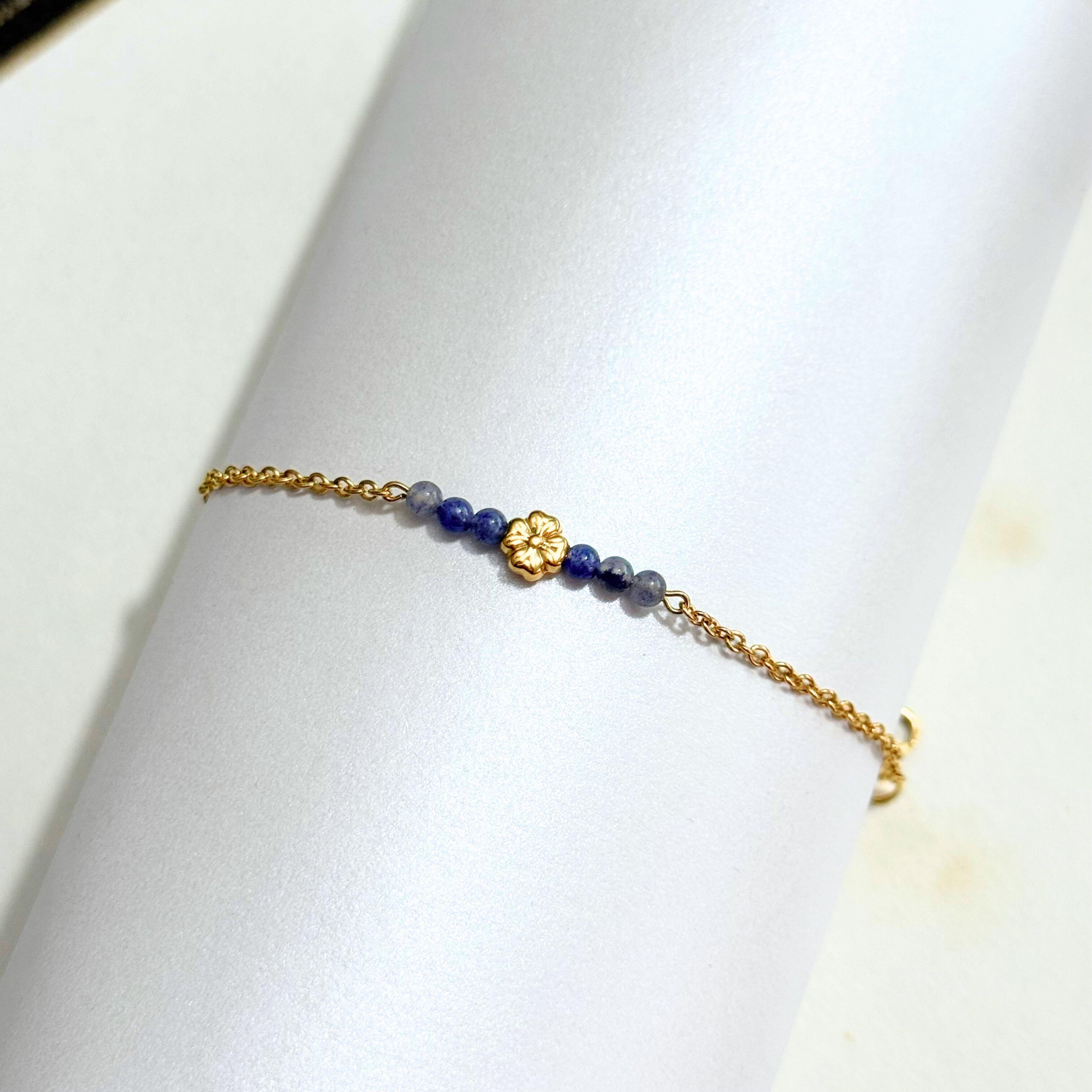 THE ANTECEDENT STORE | B - Four Leaf Blue Aventurine Chain Bracelet
