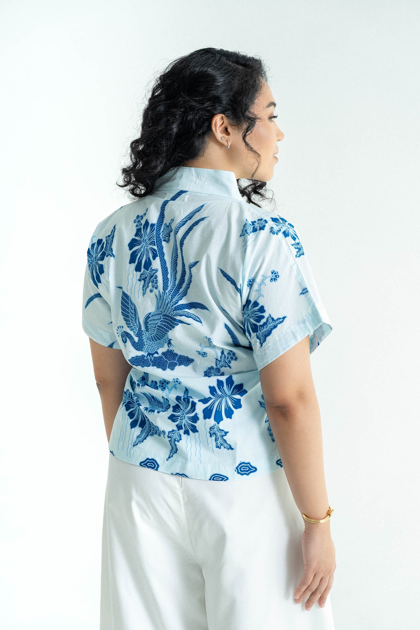 STUDIO GYPSIED | Batik Wrap Blouse In Merak Porcelain
