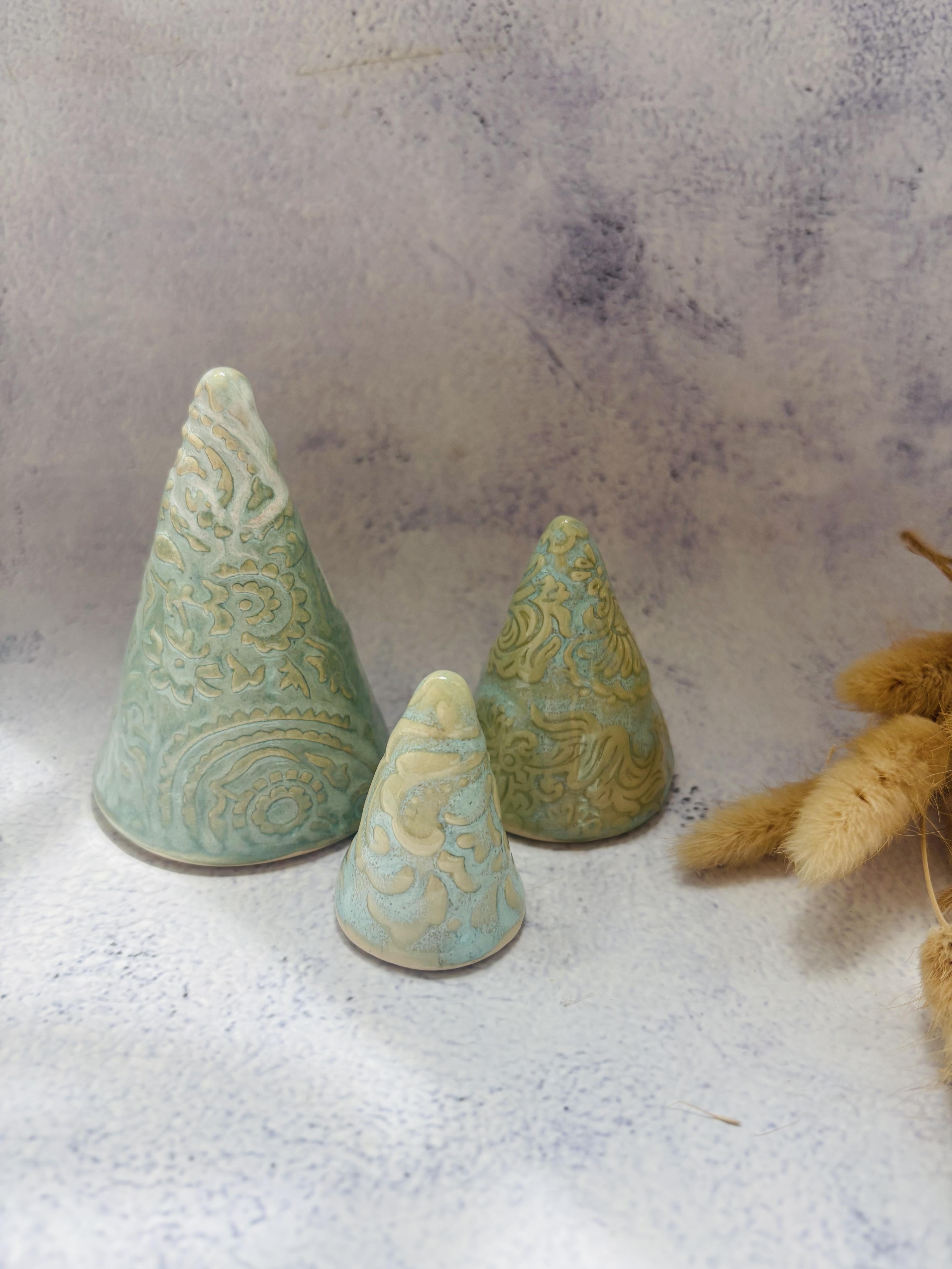 CERAMICS BY JAS | 21. Handmade Ceramic Mini Christmas Trees - Set of 3