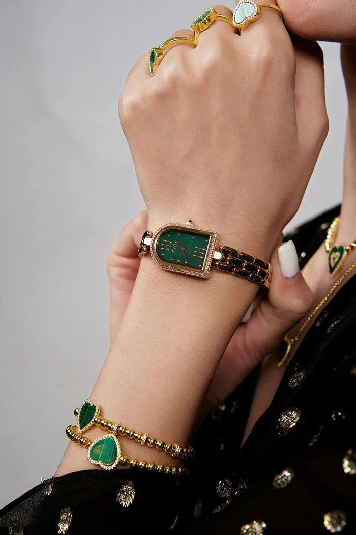 BLACK BY BLUE BRAVE | THCN N· II Green Mother-of-Pearl Rose Gold Bracelet Watch