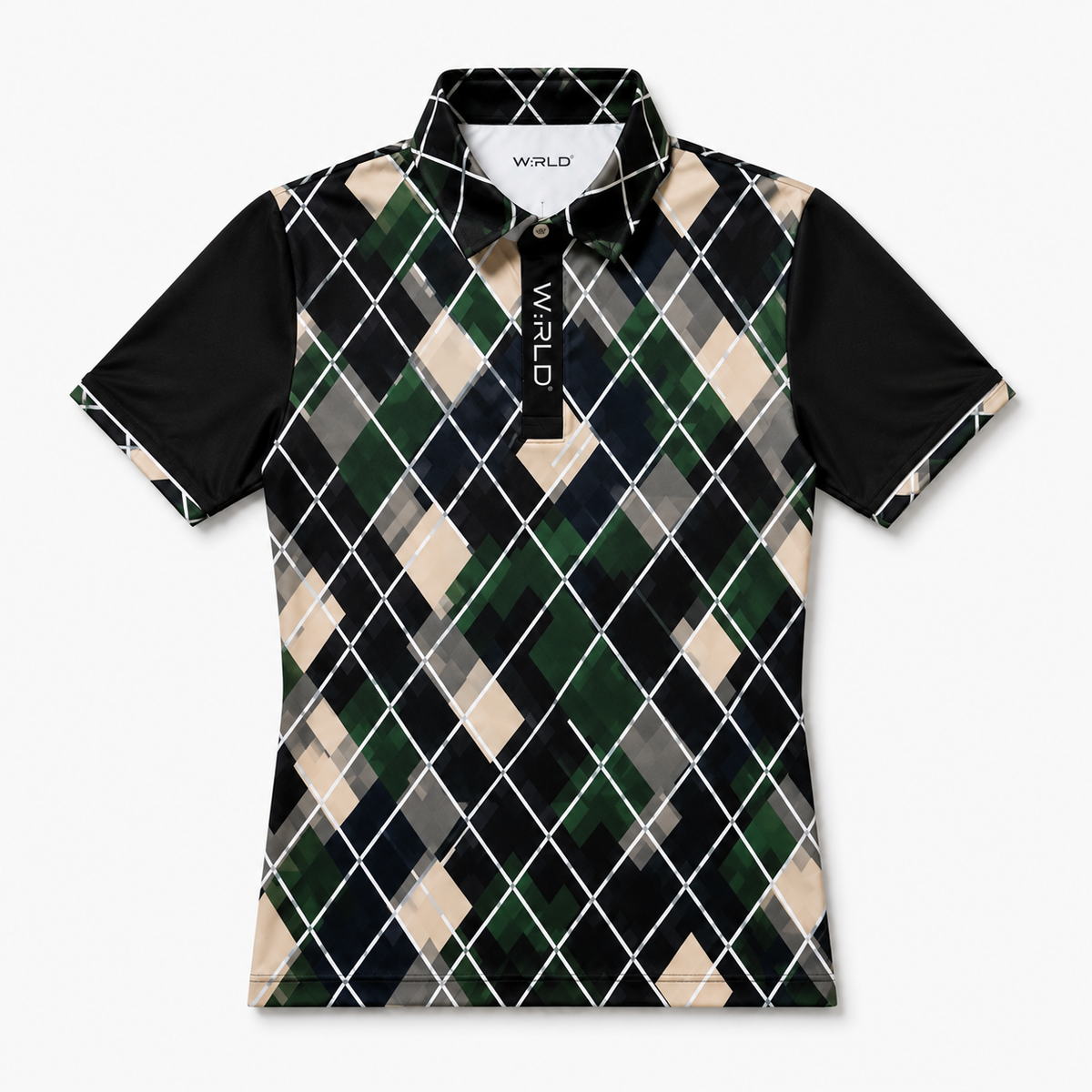 WRLD | Argyle Print Polo Tee | Green